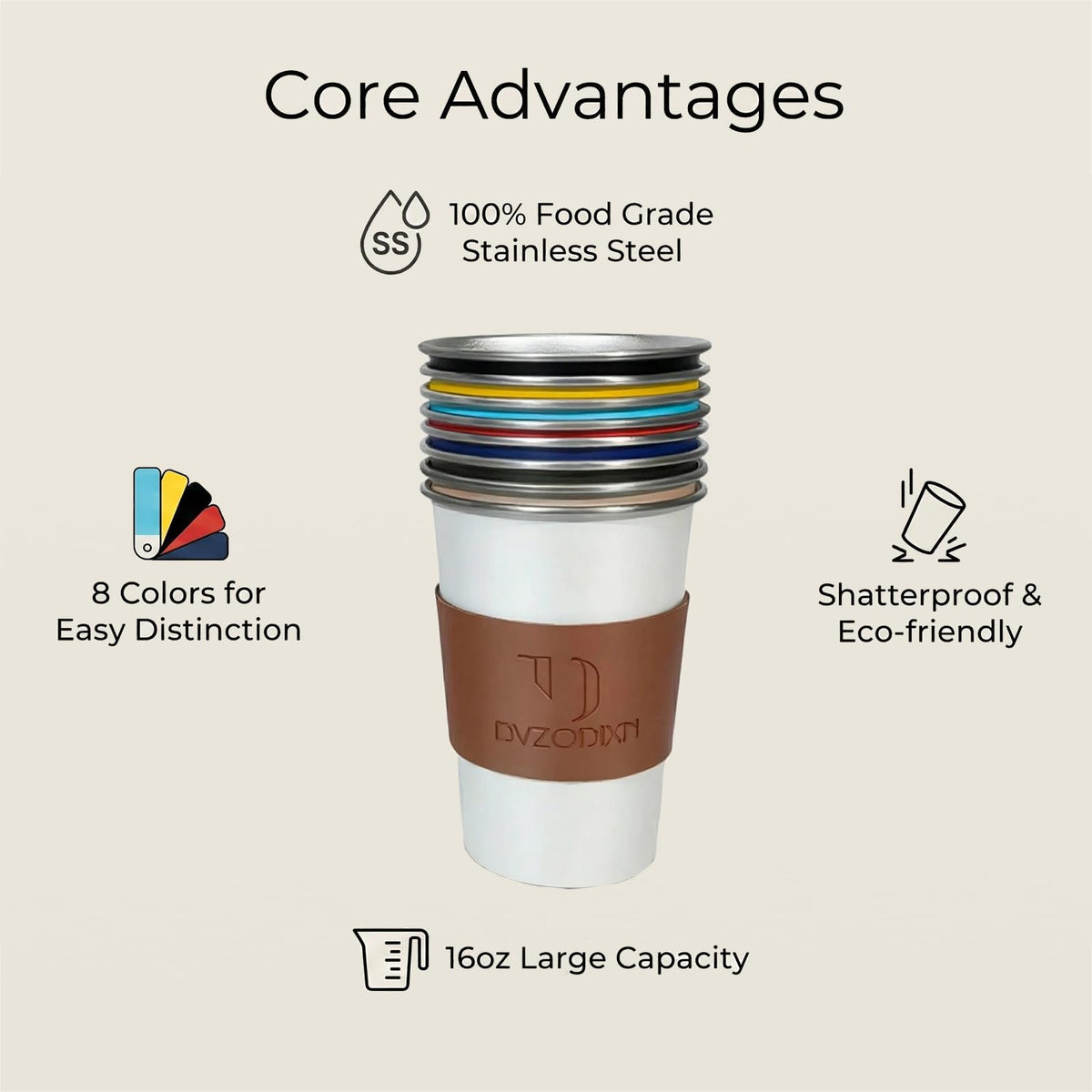Stainless Steel Cups (8 Count)