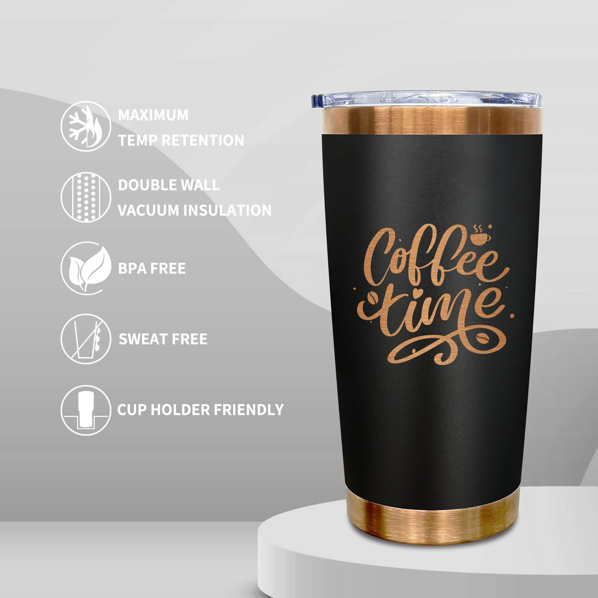 20 oz Insulated Tumblers Bulk With Lid and Straw Black (6 Count)