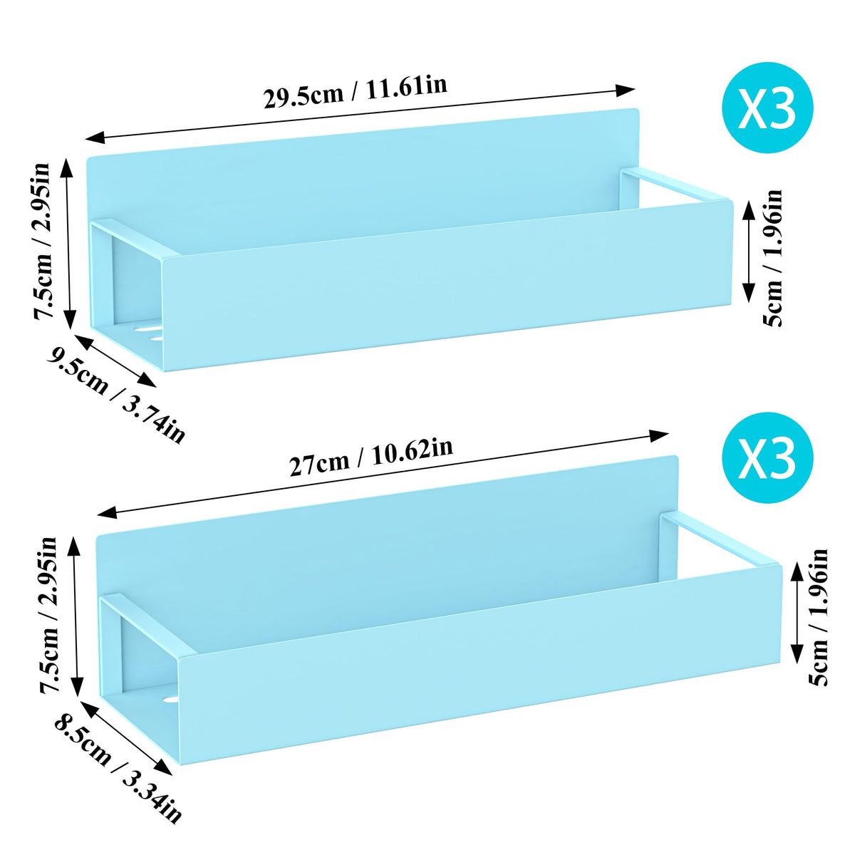 Metal Magnetic Spice Rack for Refrigerator Blue (6 Count)