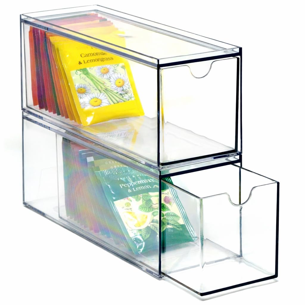 3 Drawers Plastic Kitchen Pantry Stackable Storage Organizer (3 Count)