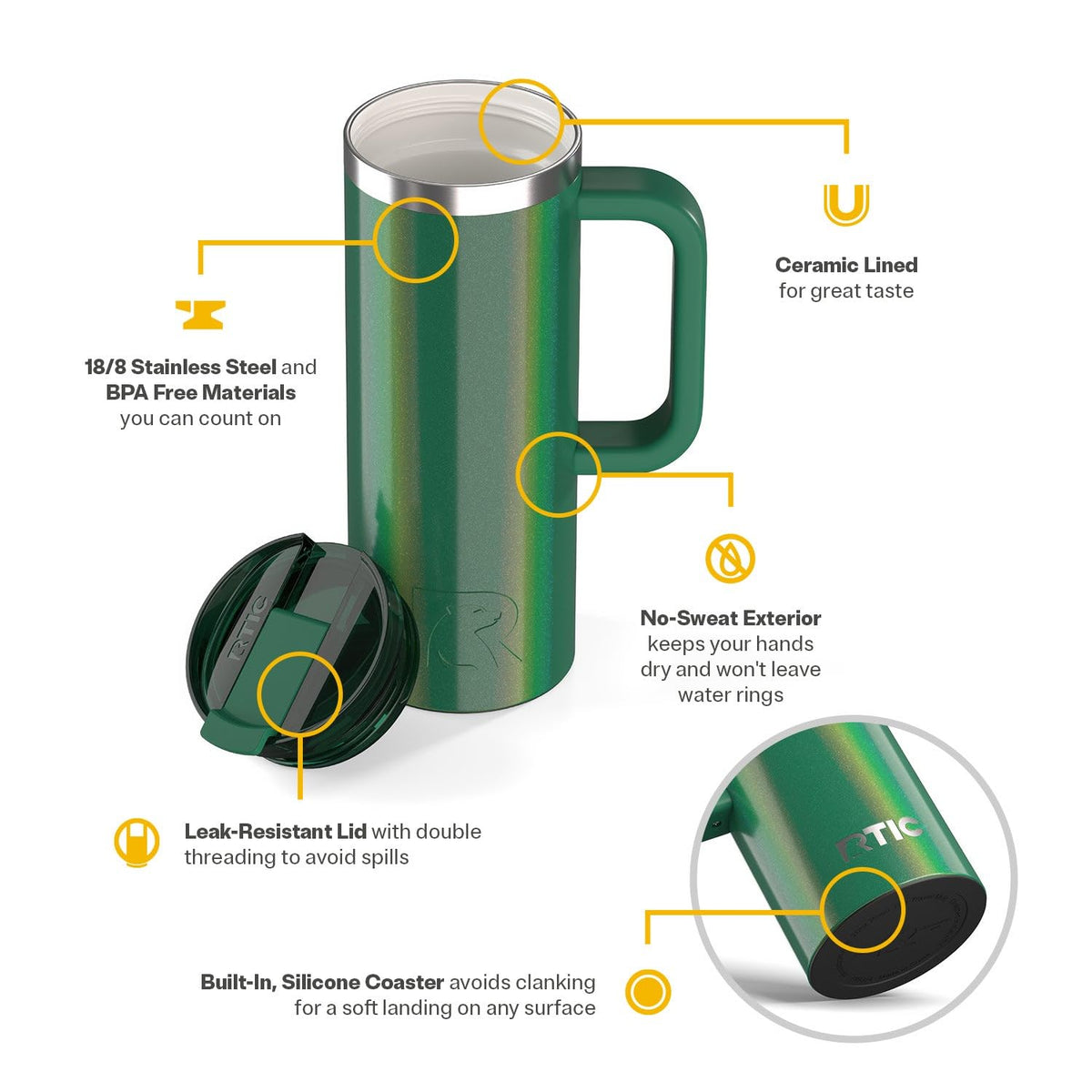 20oz Road Trip Travel Mug with Lid and Handle