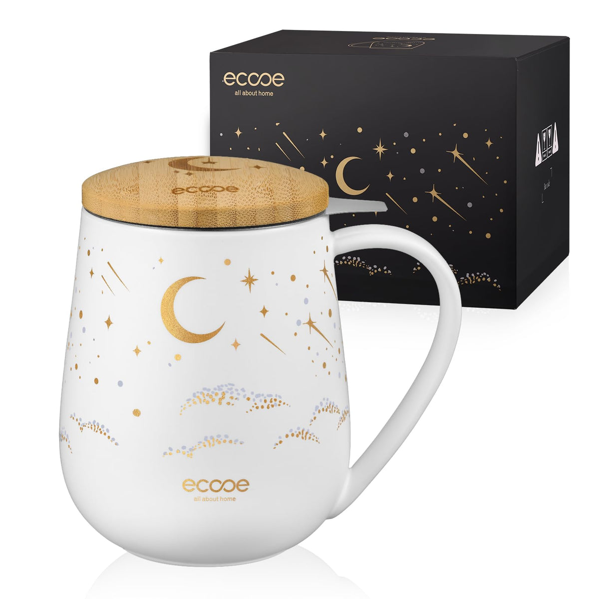 Large Tea Infuser Mug 20.3oz Ceramic Tea Cup with Removable Stainless Steel Infuser and Lid