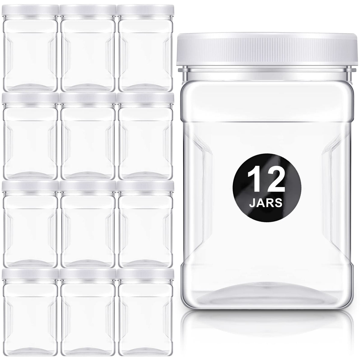 12 Pcs 27 Oz Plastic Jars with Lids Wide Mouth Square Paint