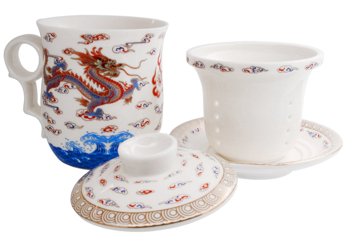 PLESIU Tea Talent Porcelain Tea Cup with Infuser Lid and Saucer Sets