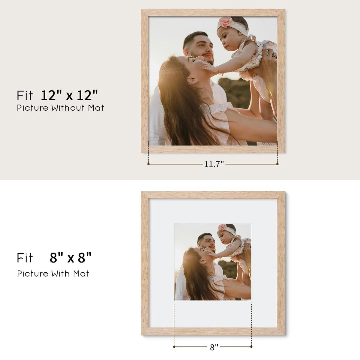 12x12 Solid Oak Wood Picture Frame
