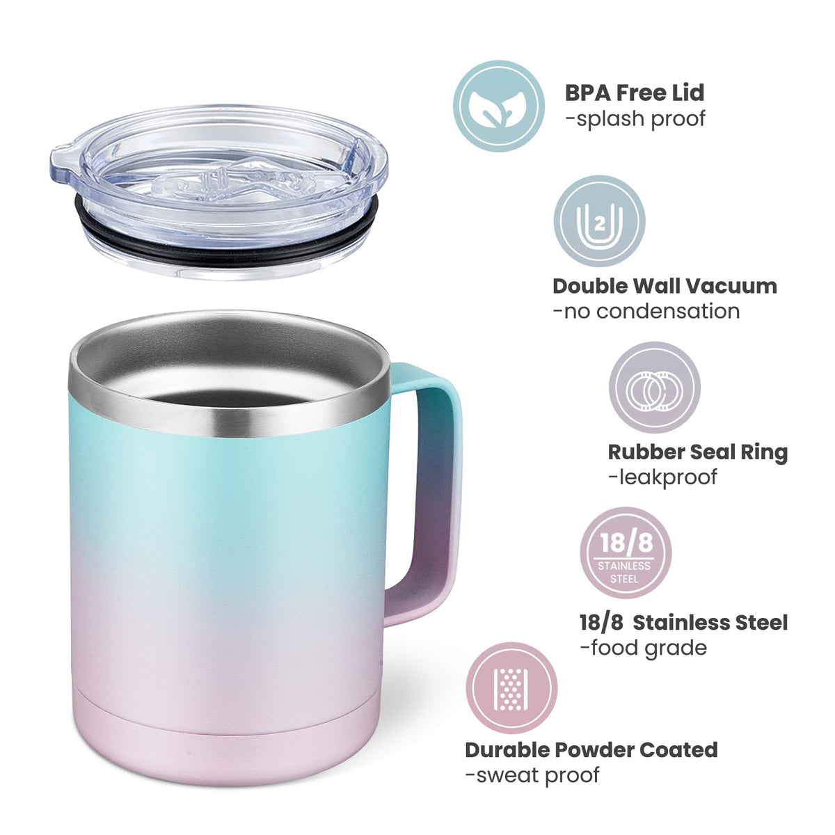 12oz Coffee Mug With Handle and Sliding Lid