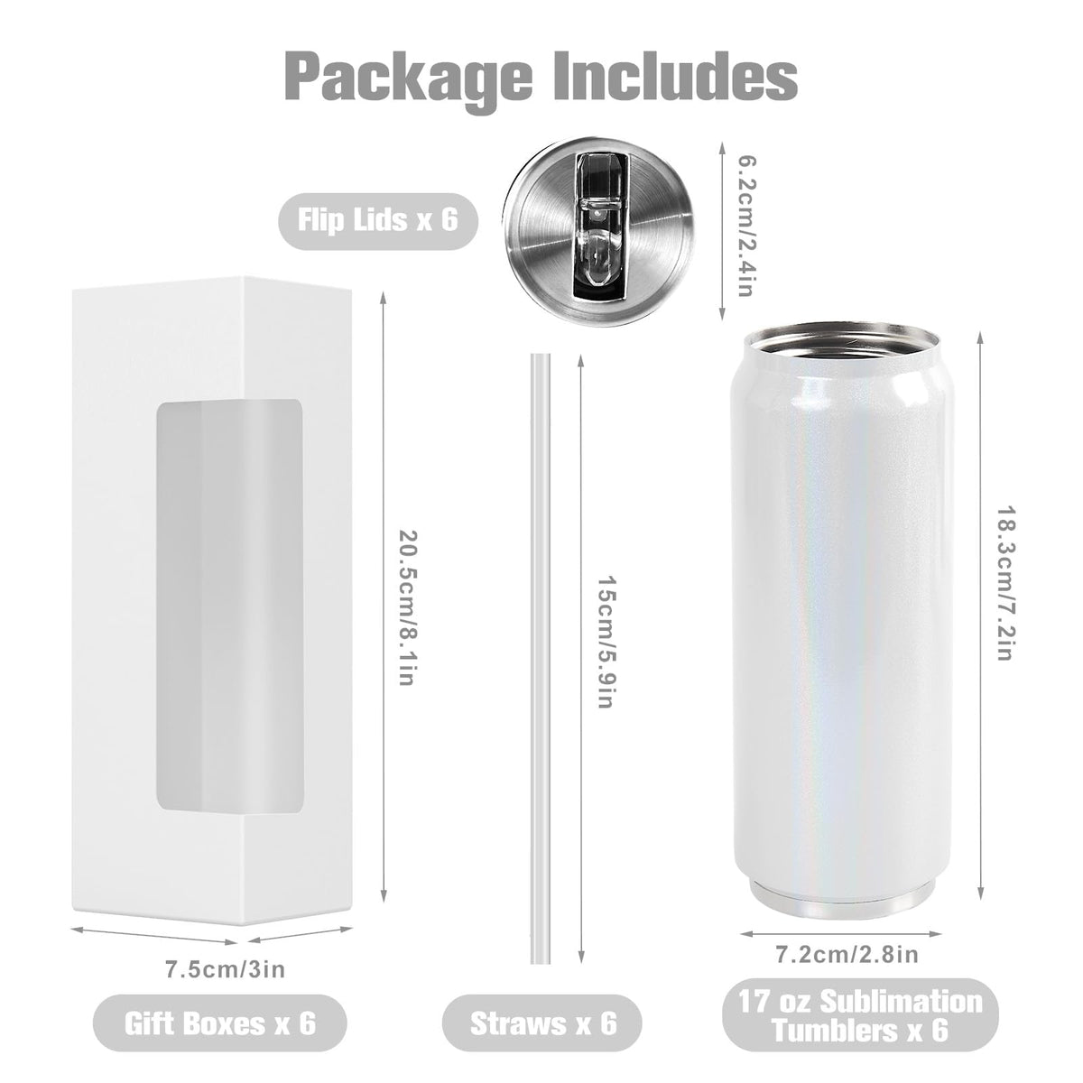 17 oz Sublimation Glitter Tumblers Cans (102 Ounce)