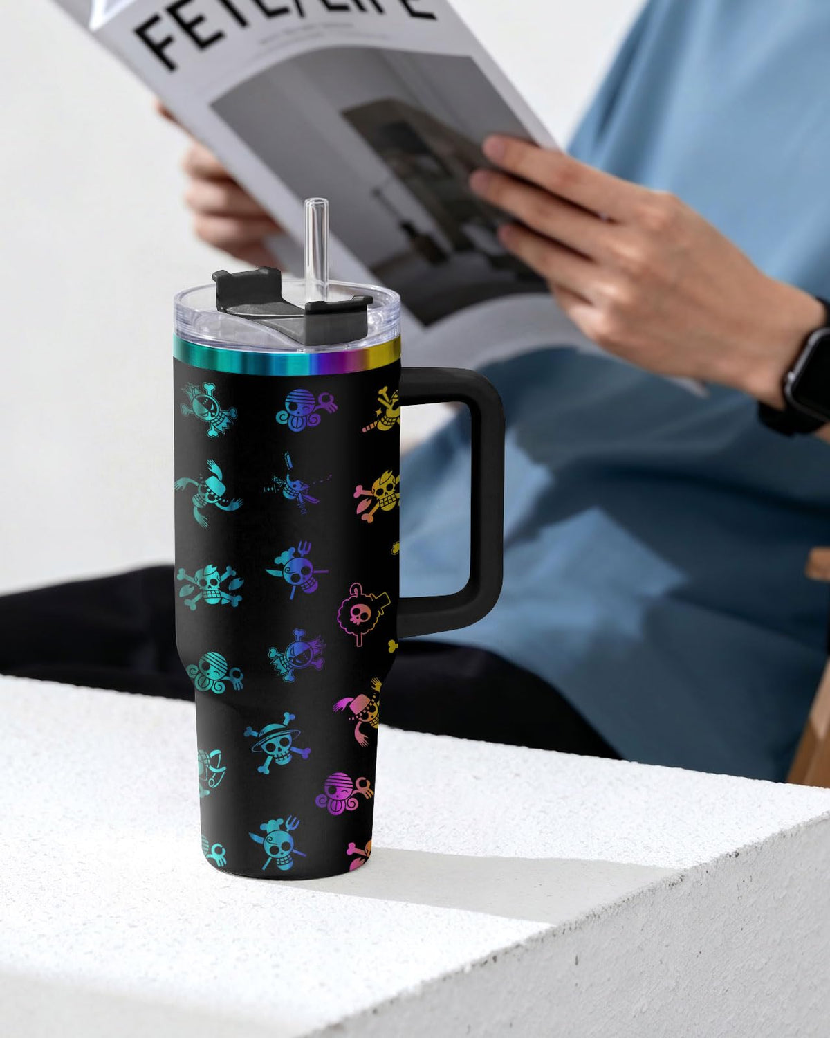 Pirate Skull Hand Anime 40 oz Tumbler with Handle