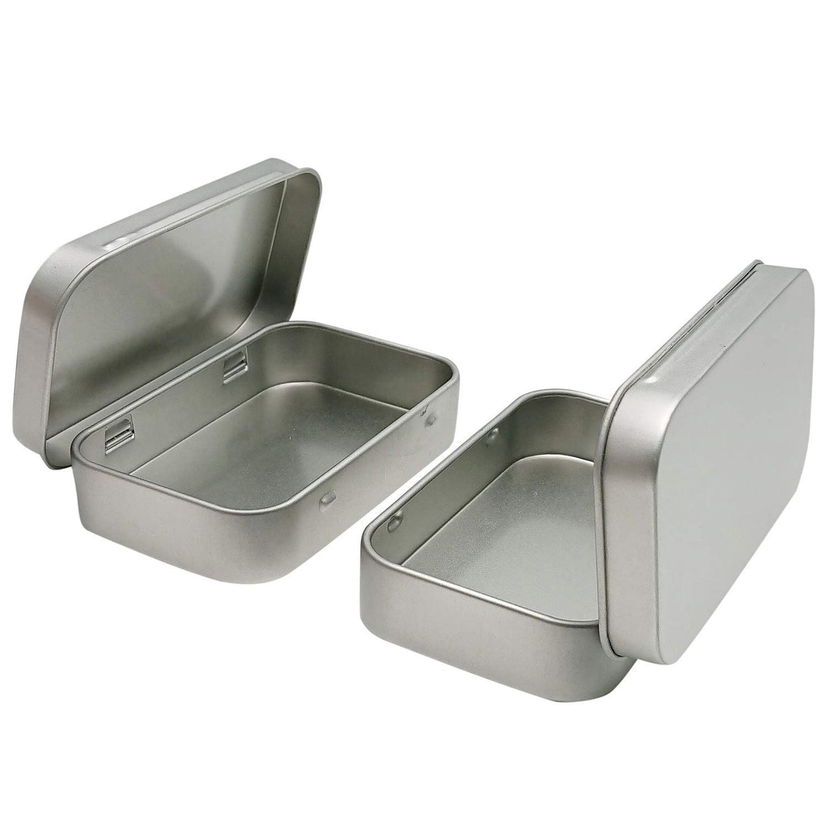 2Pcs Small Hinged Tin Box Metal Tins Storage Containers (2 Count)