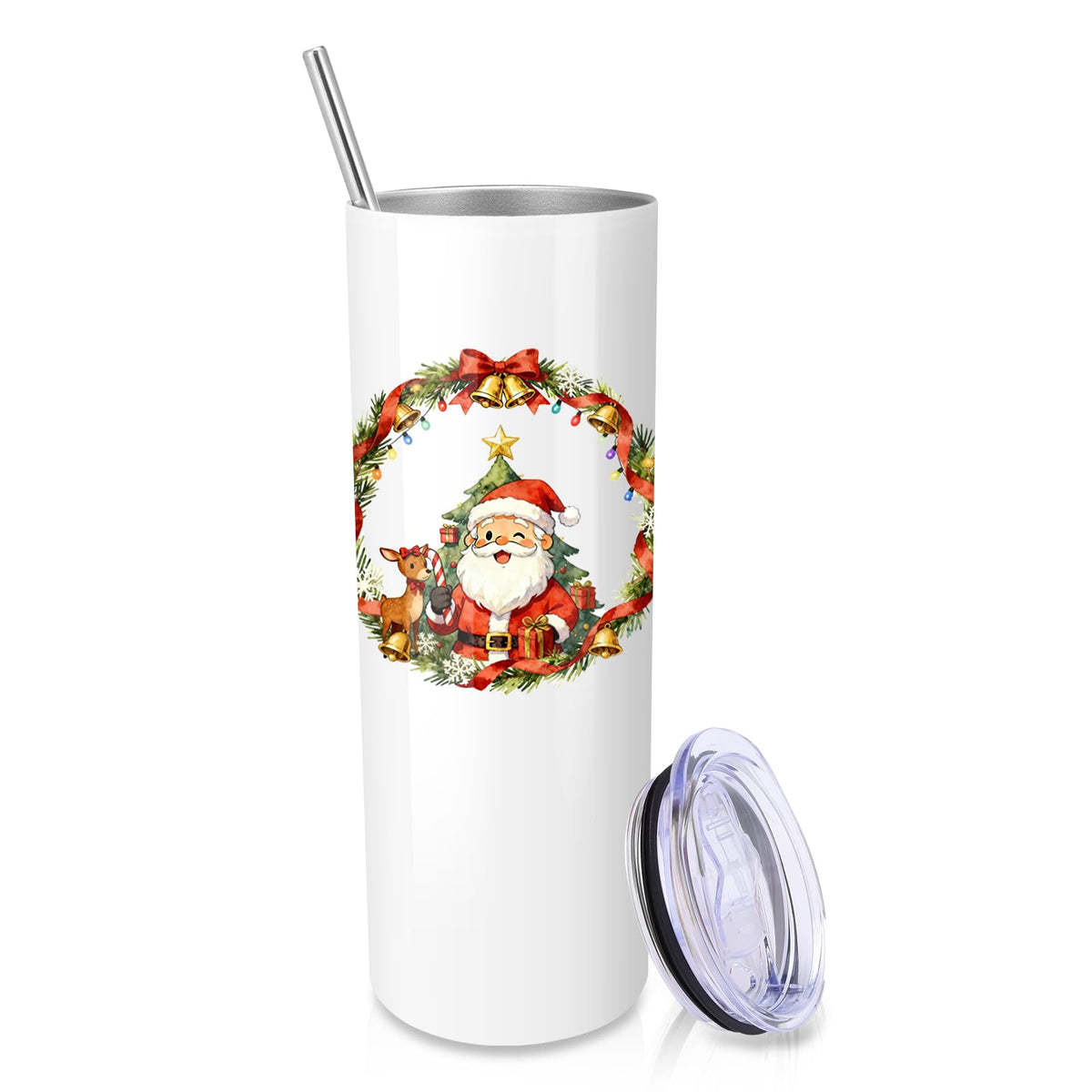 20 oz Skinny Sublimation Tumbler with Lid and Straw