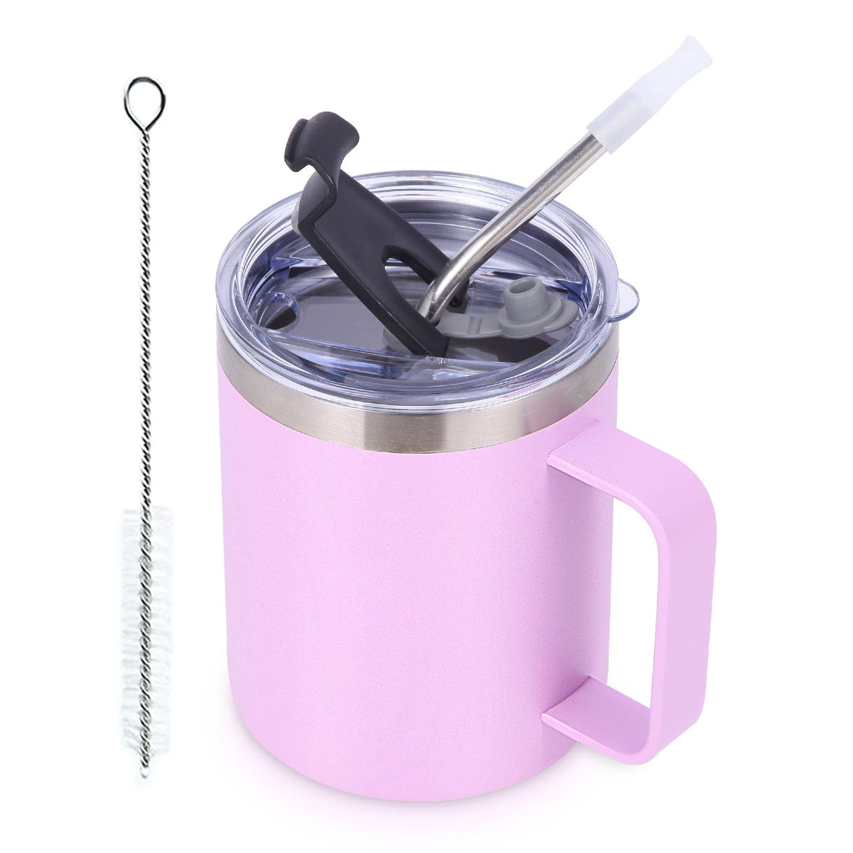 12oz Insulated Leakproof Coffee Mug with Flip & Straw Lid