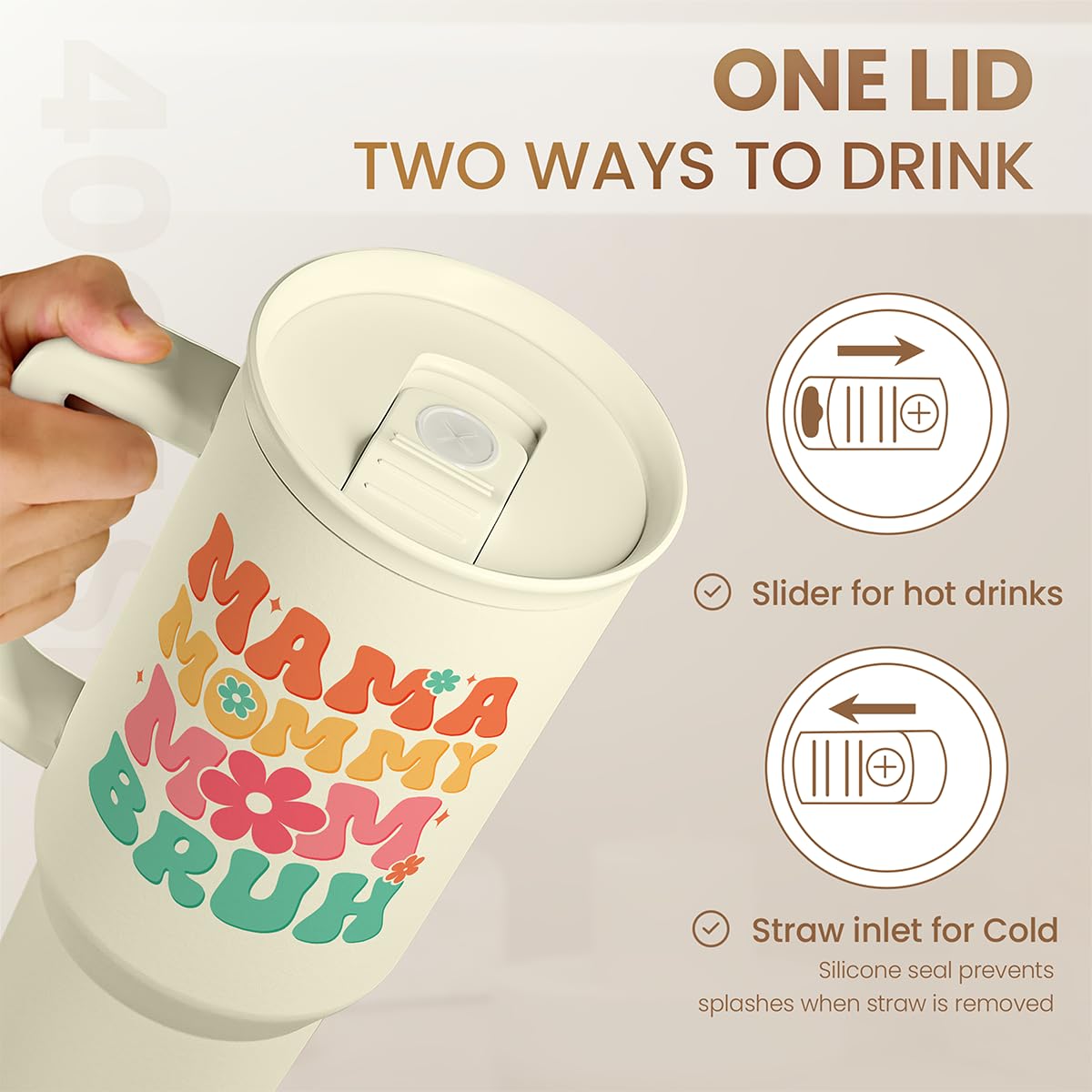 Mom Tumbler with Handle 40oz