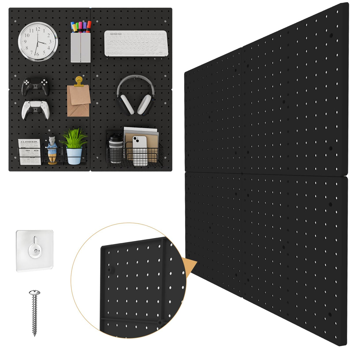 Plastic Pegboard Wall Organizer Kit (4 Count)