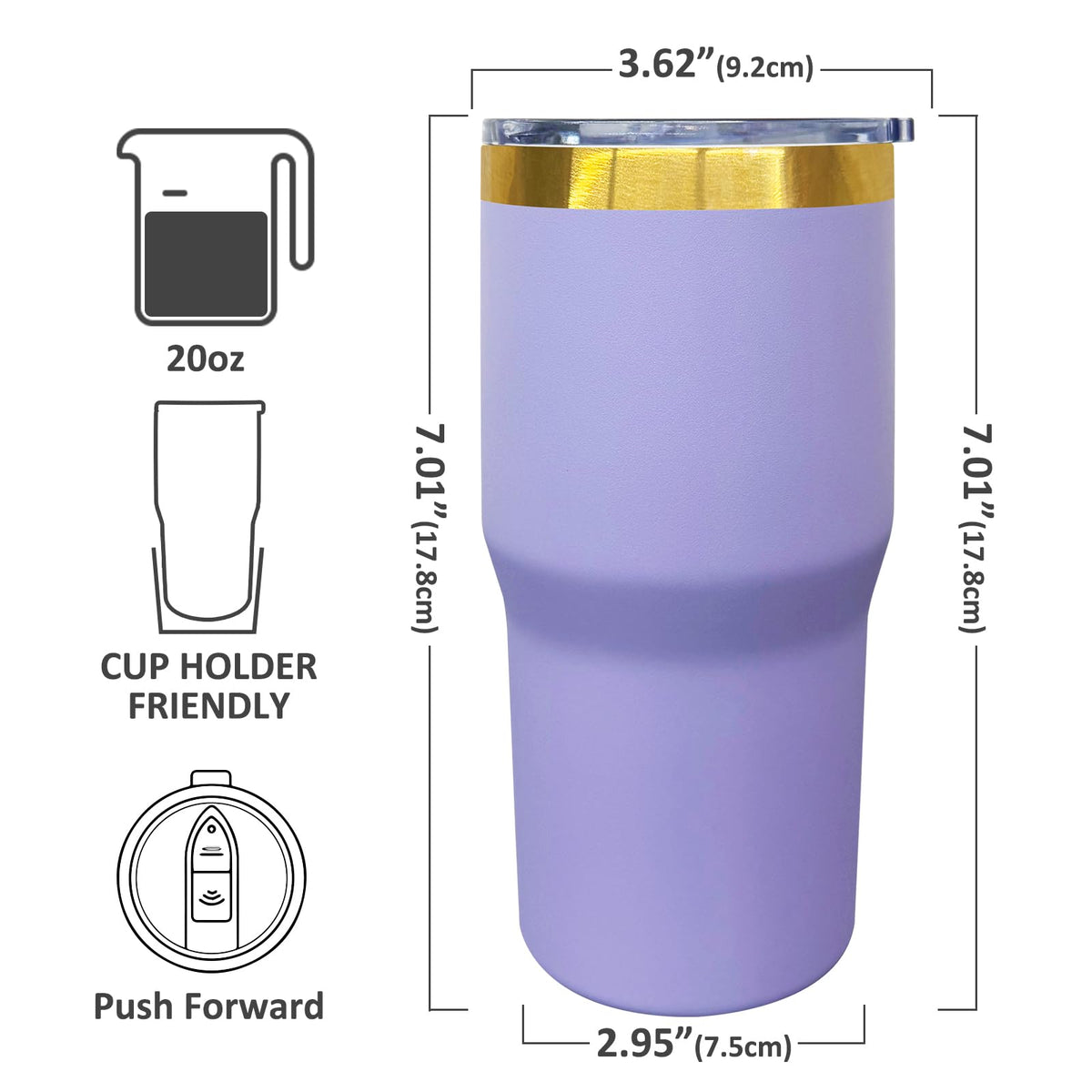 20 oz Tumbler Bulk Stainless Steel Tumblers with Lids and Straws Lilac (12 Count)