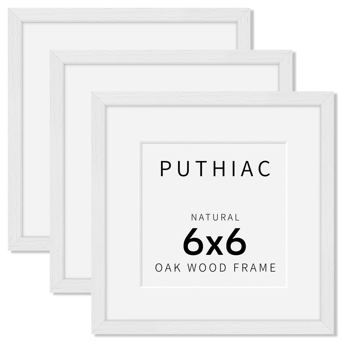 6x6 Solid Oak Wood Picture Frames (3 Count)