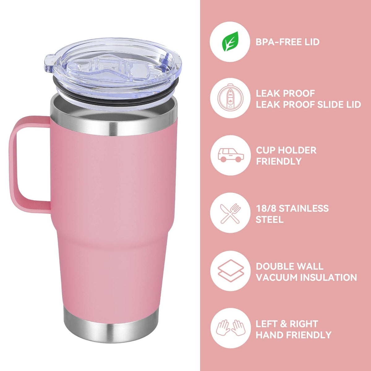 20 oz Tumbler with Handle Insulated Travel Coffee Mug