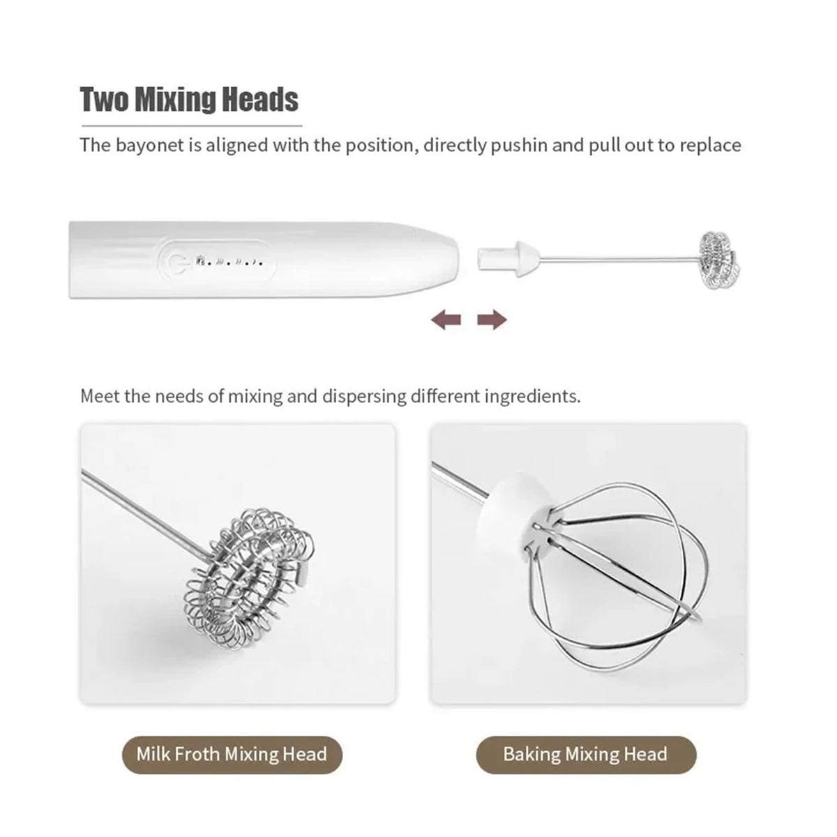 Electric Milk Frother Hand Coffee Whisk for Foam Mixing Kitchen