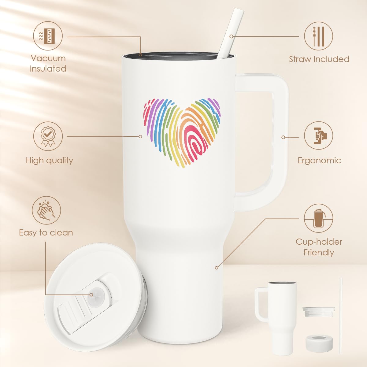LGBT 40oz Tumbler with Handle and Straw