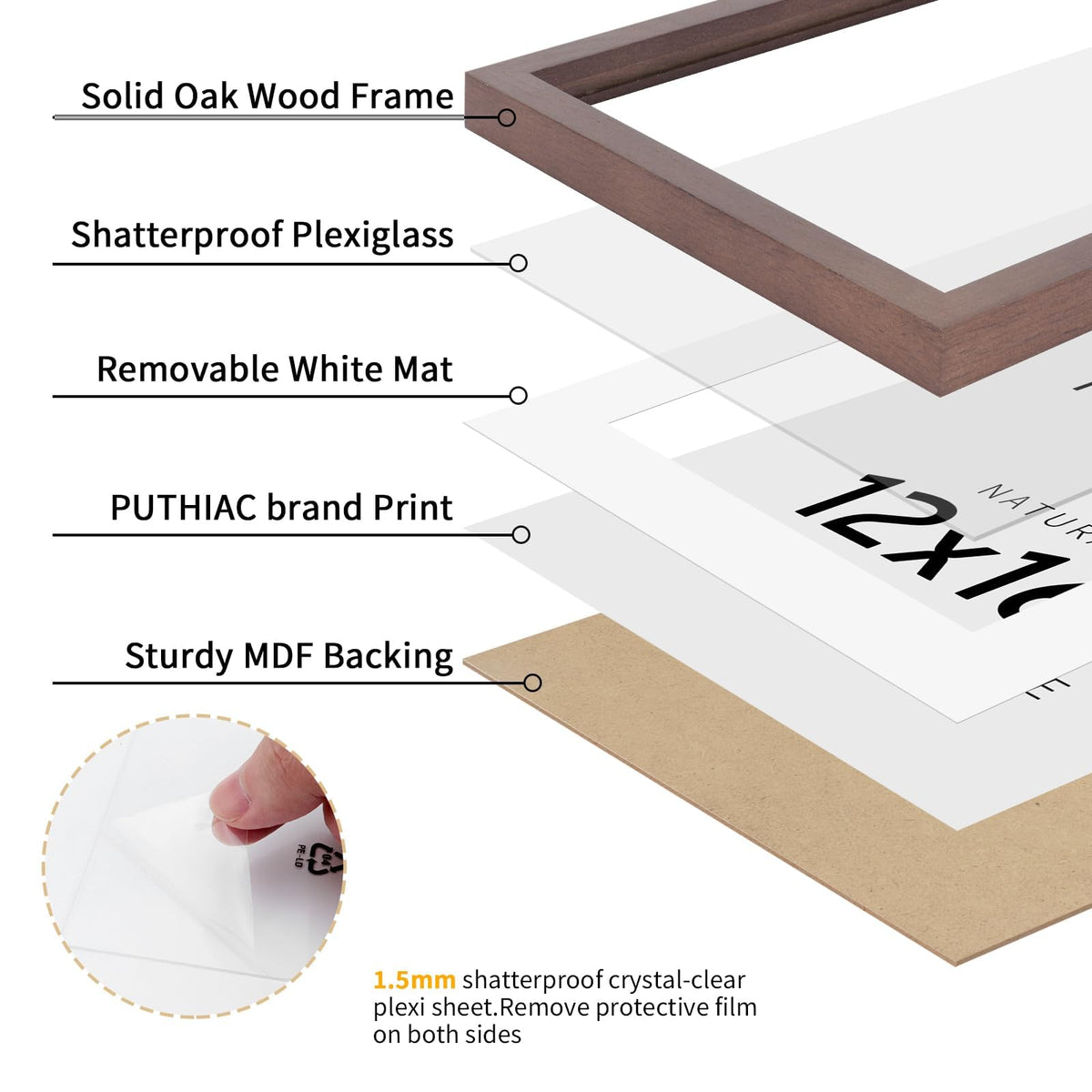 12x16 Solid Oak Wood Picture Frames (3 Count)