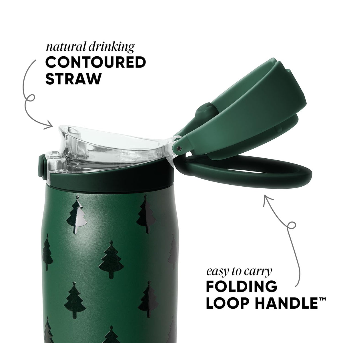 Christmas Water Bottle with Straw & Handle