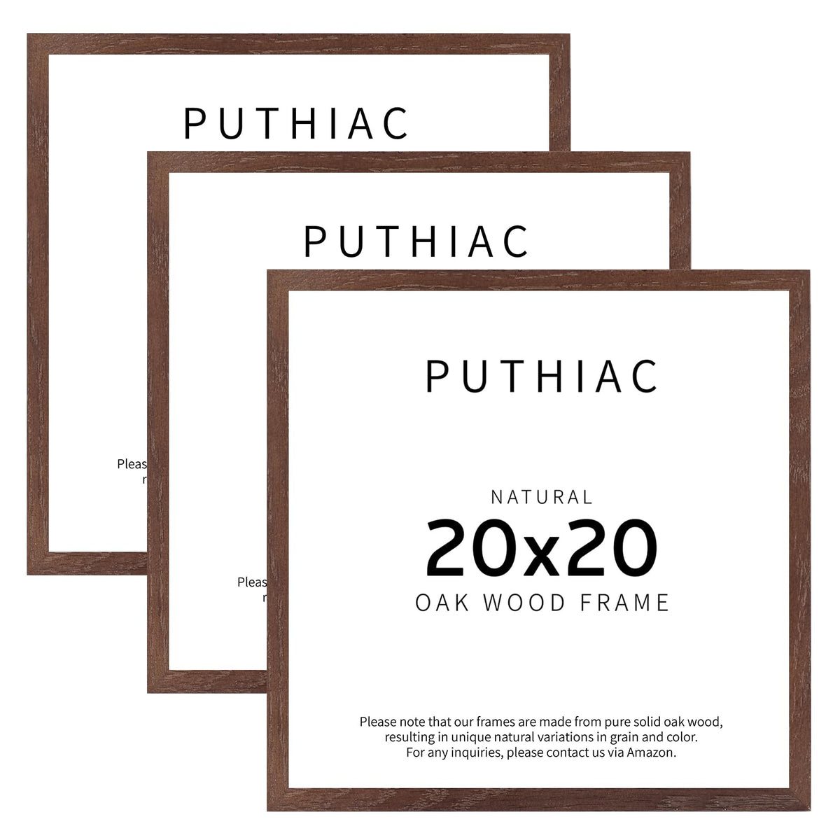 20x20 Solid Oak Wood Picture Frames (3 Count)