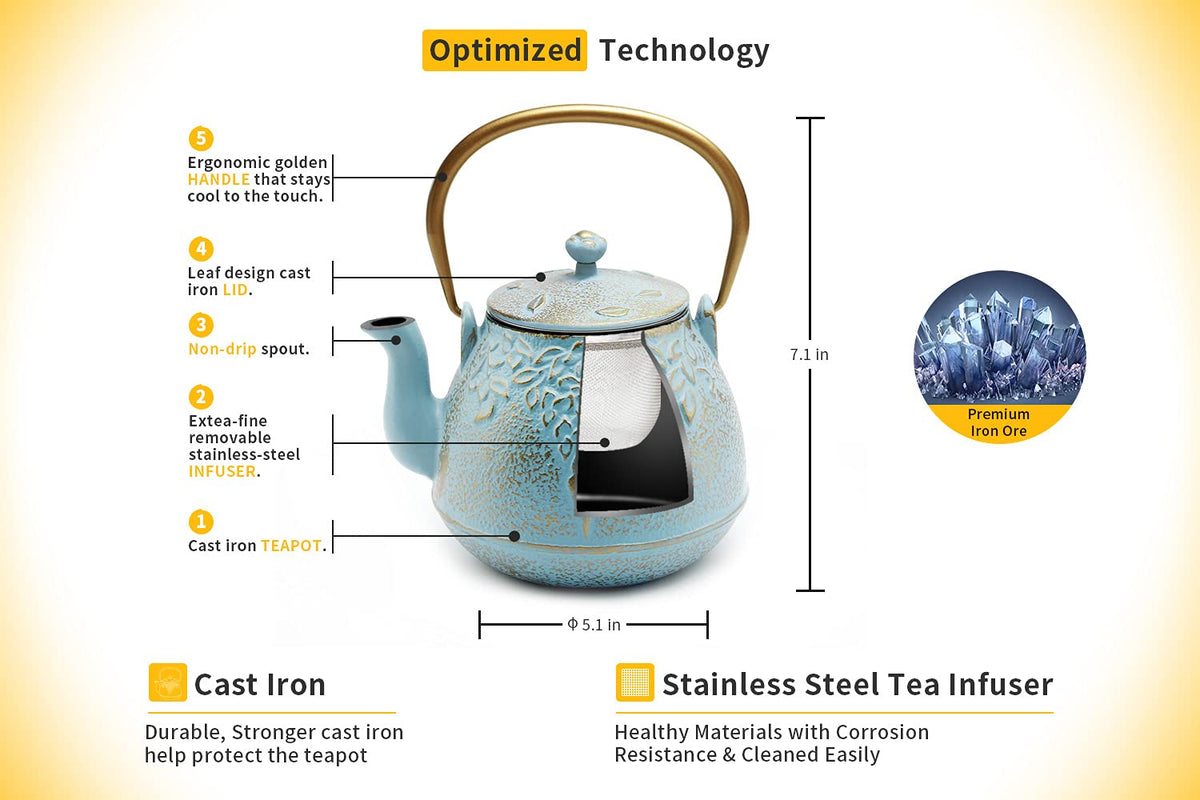Japanese Cast Iron Tea Kettle with Stainless Steel Infuser