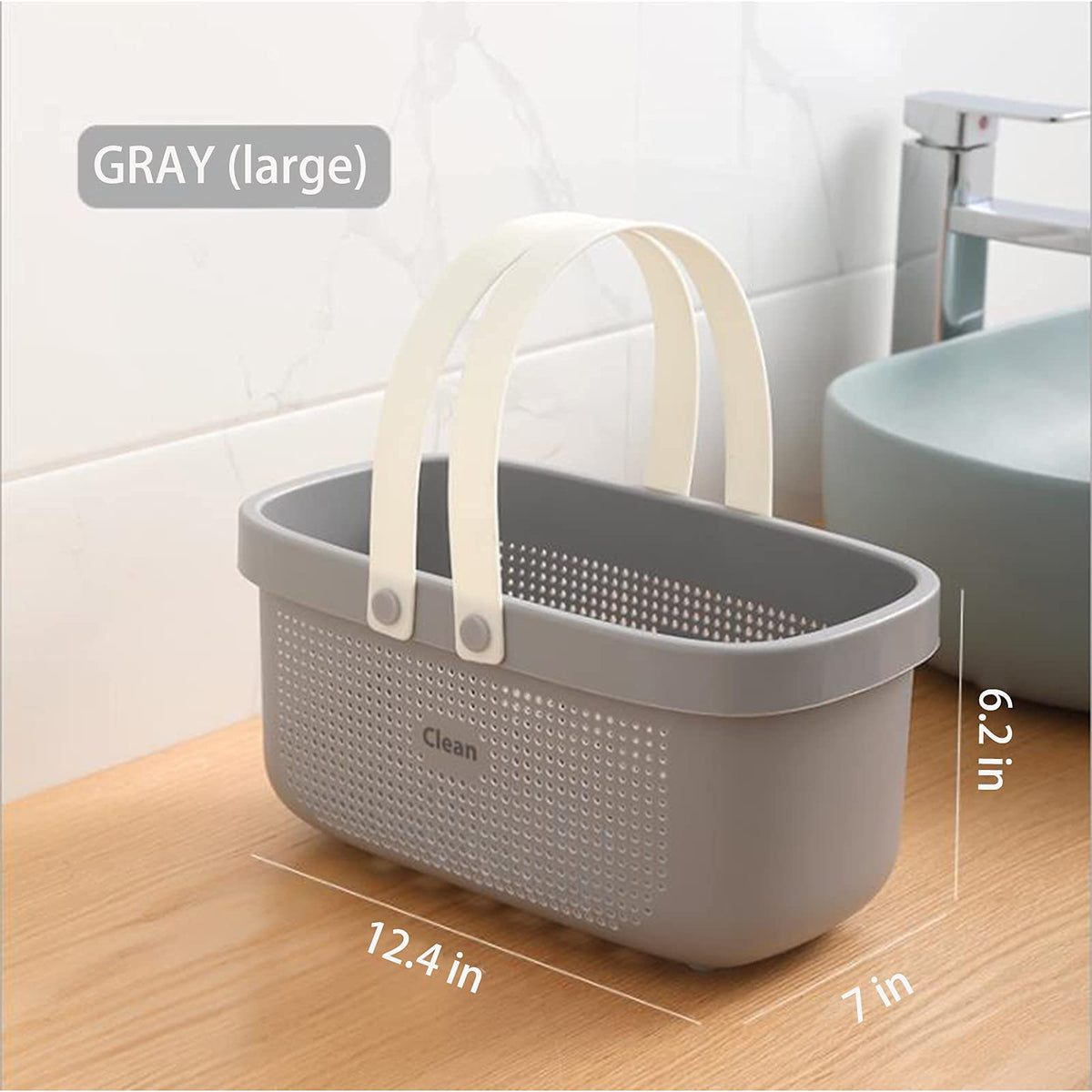Plastic Storage Basket with Handle Portable Shower Caddy Tote Organizer Basket Bin for Bathroom Kitchen Dorm Room Bedroom