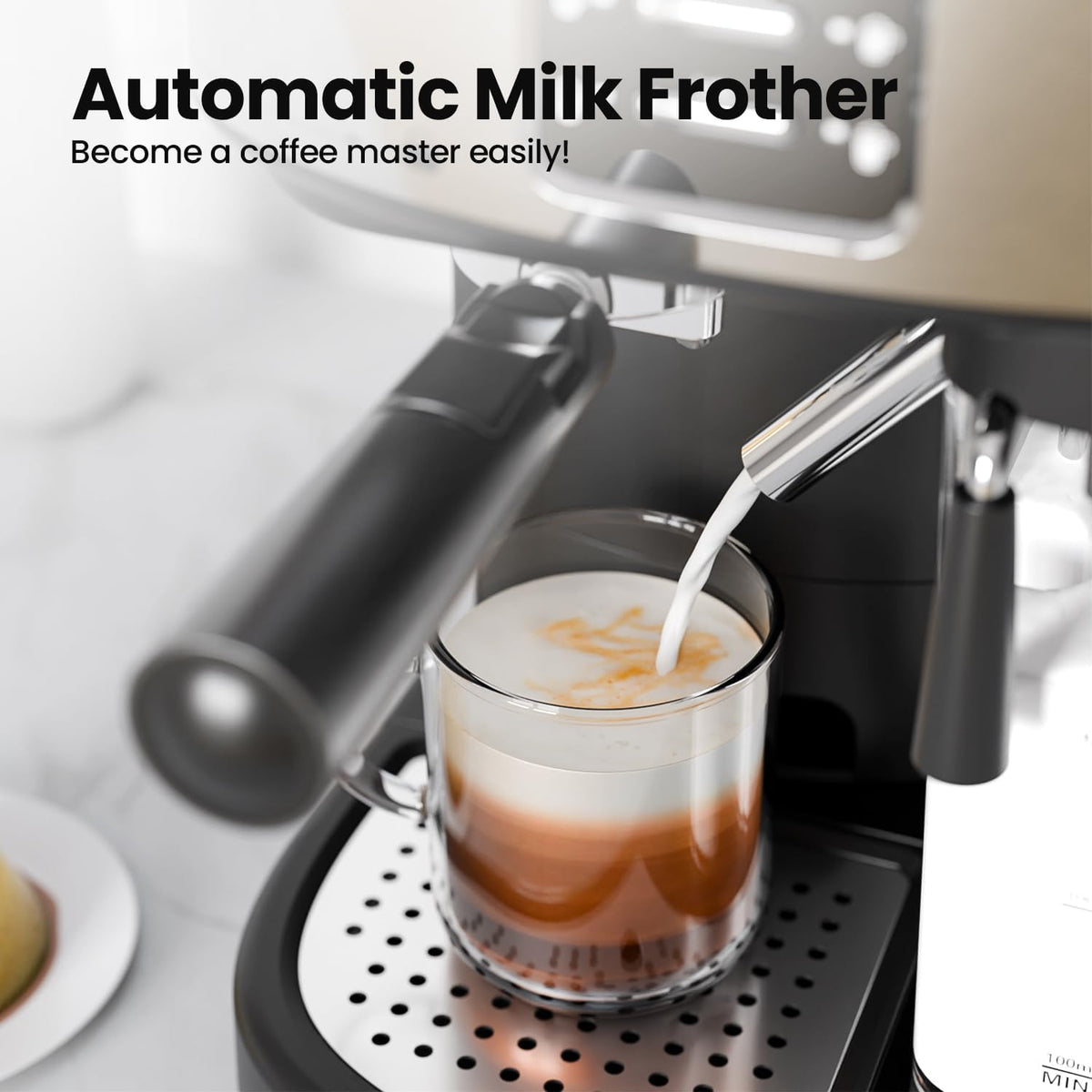20 Bar Professional Compact Espresso Cappuccino Machine with Auto Milk Frother