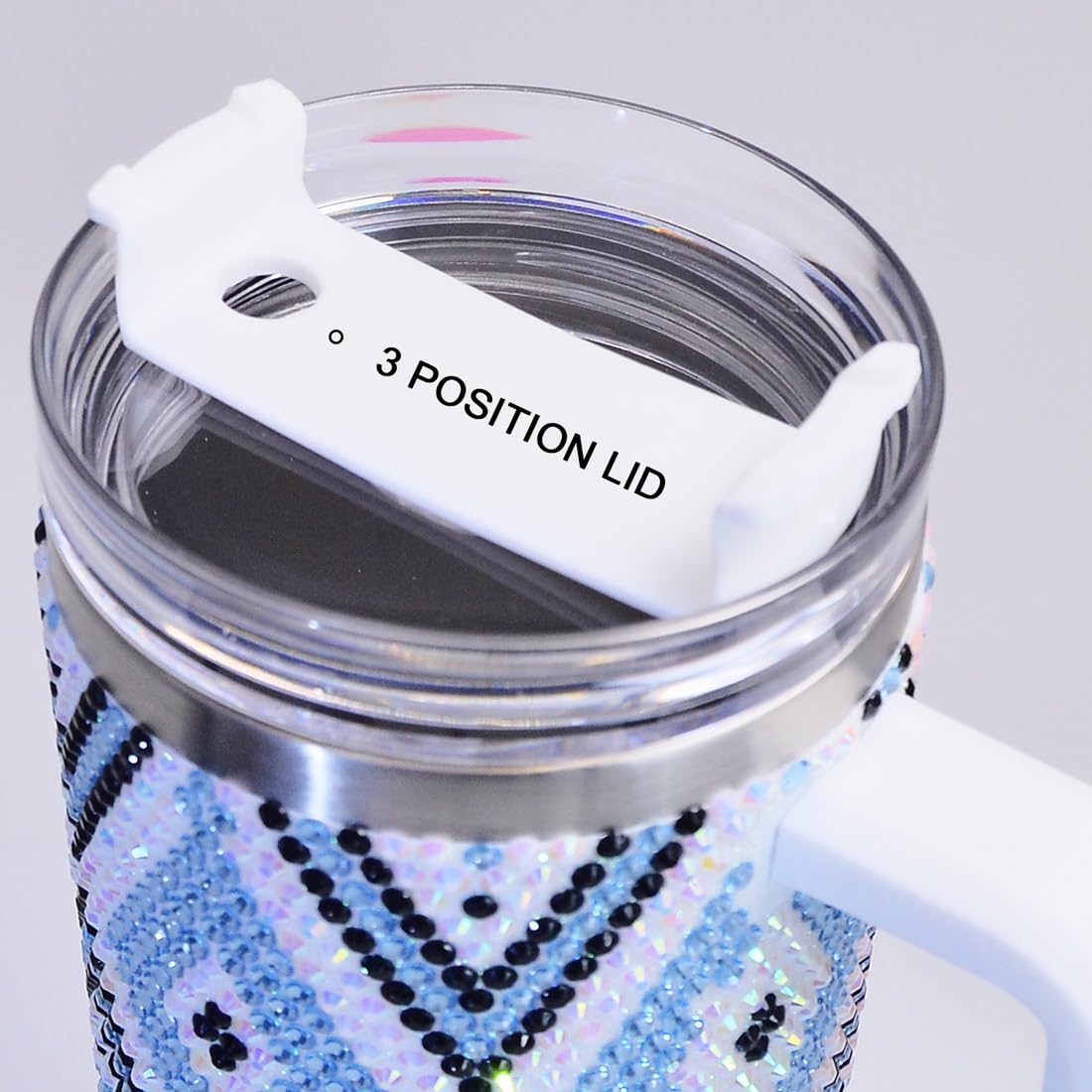 40oz Bling Rhinestone Tumbler with Handle and Straw Glitter Cups