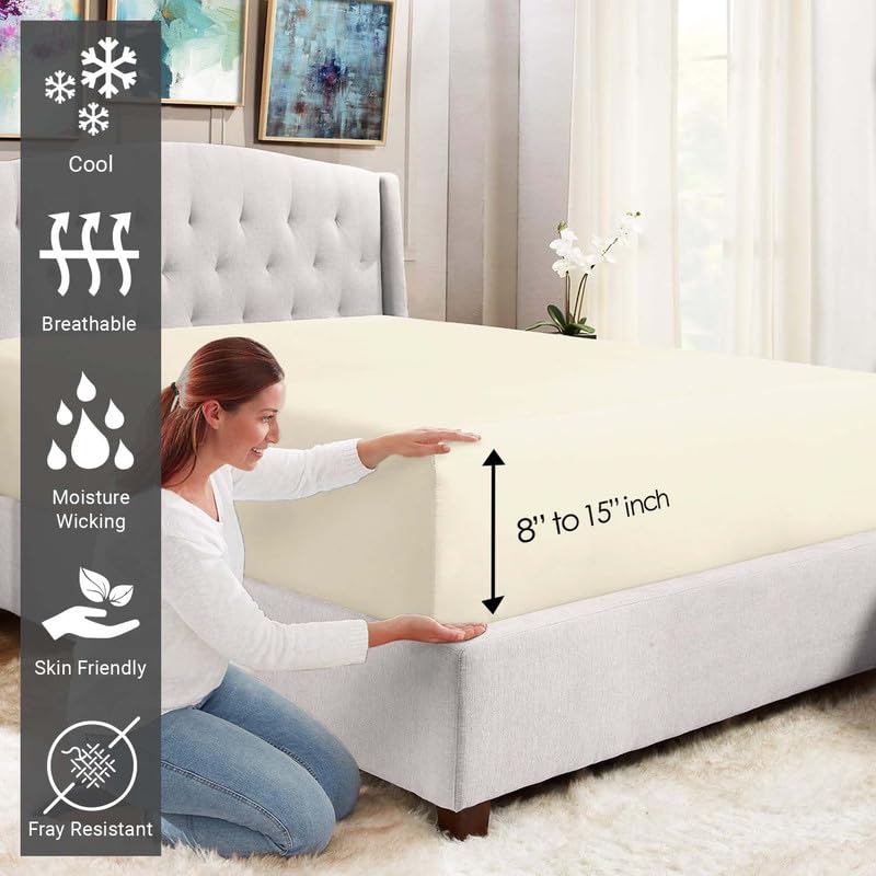 California King Cotton Fitted Sheet 400 Thread Count New Ivory
