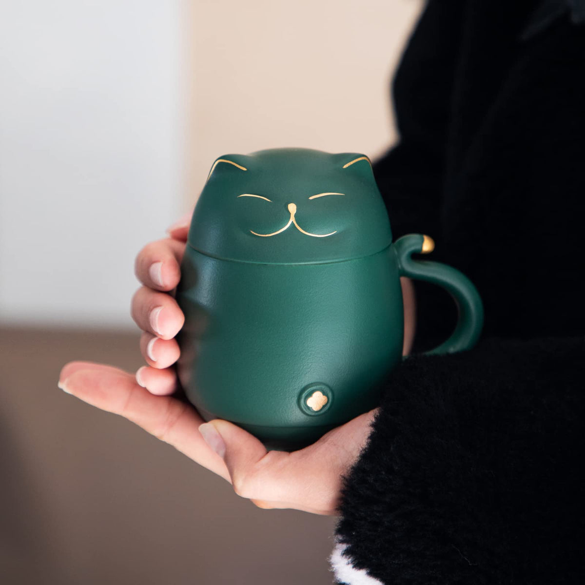 Ceramic Cat Tea Cup 10oz with Infuser and Lid