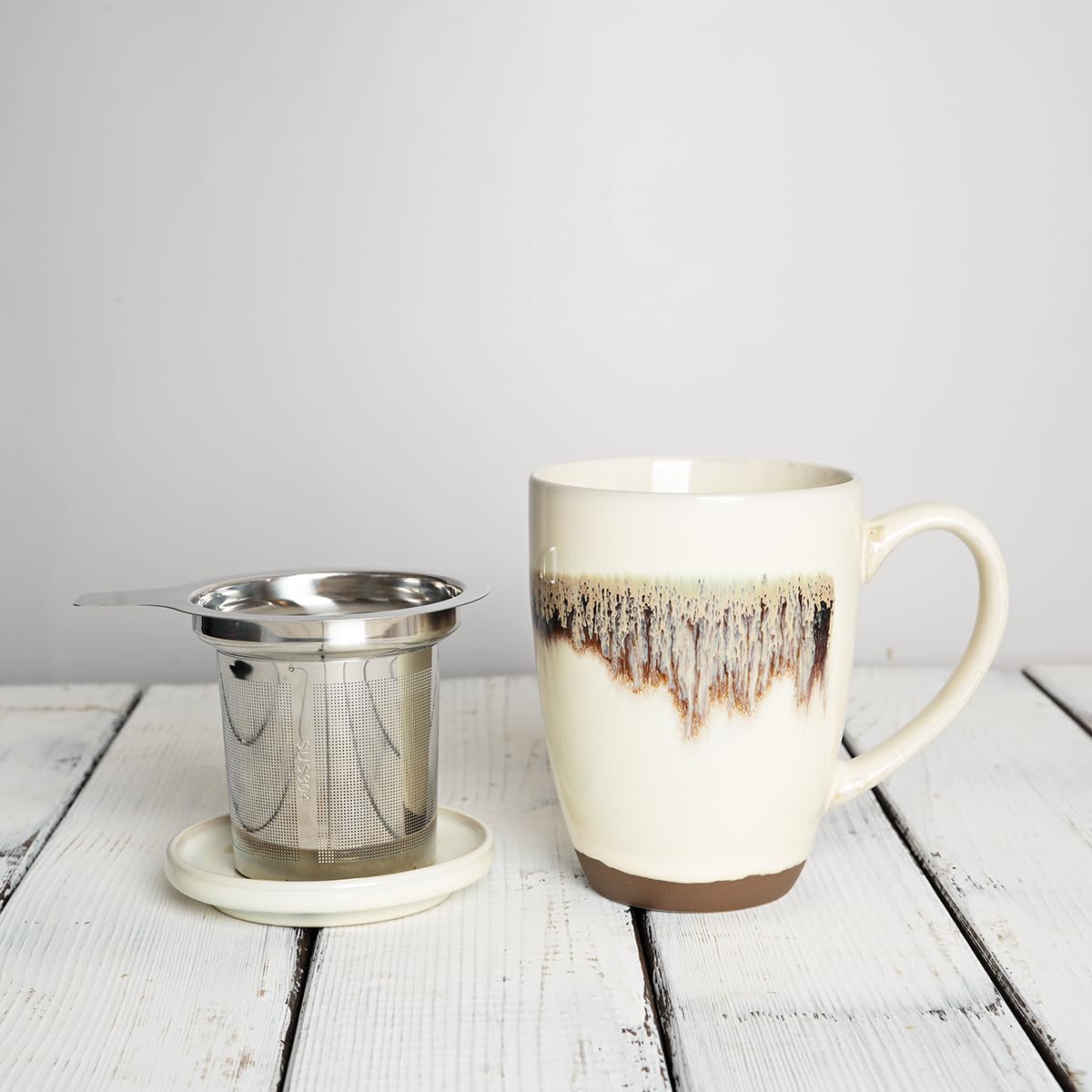 Ceramic Tea Cup with Infuser and Lid