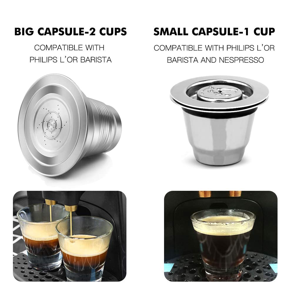 2 Pcs Reusable Stainless Steel Coffee Capsules Compatible with L'OR Barista LM8012 (2 Count)