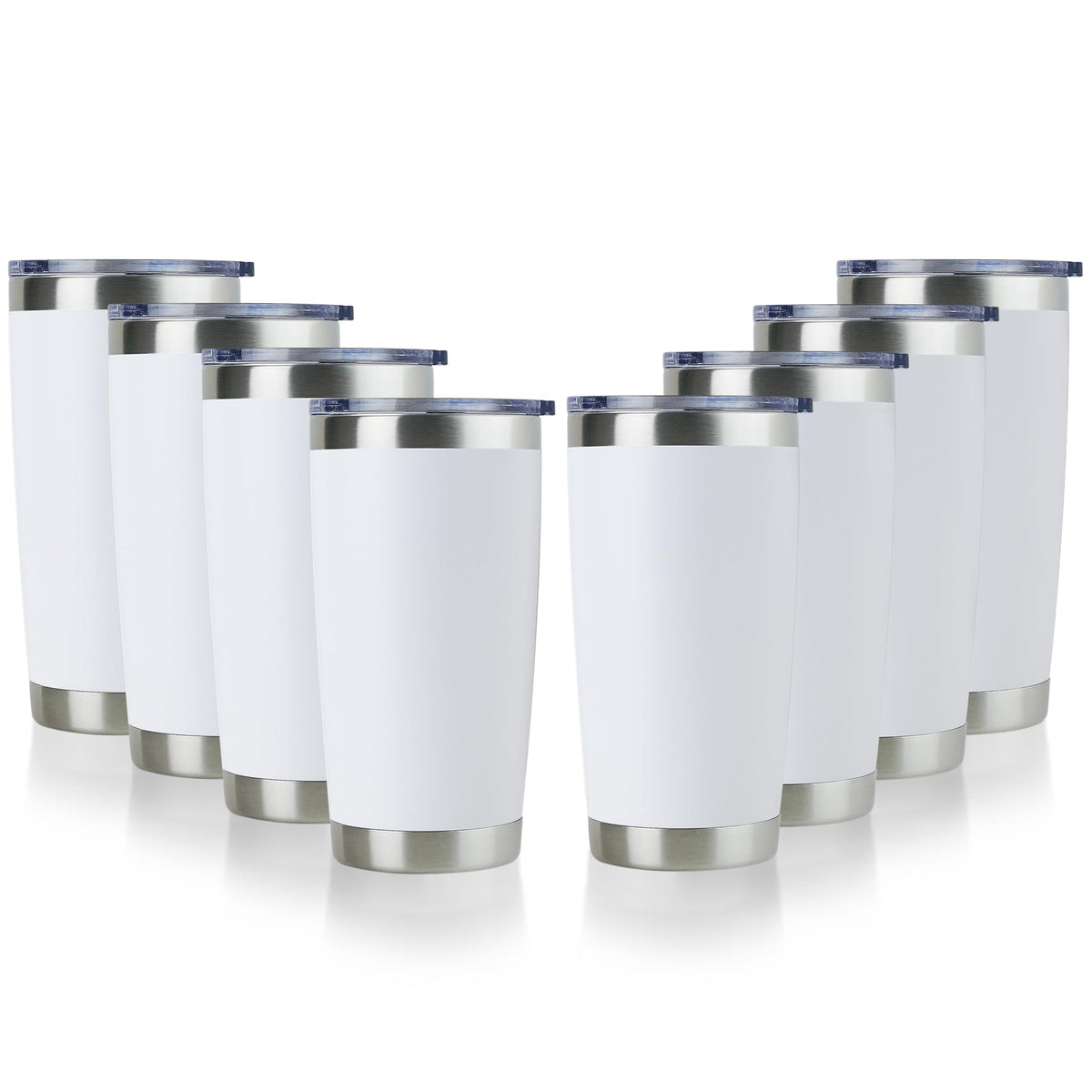 20oz Stainless Steel Tumbler Bulk with Lid (8 Count)