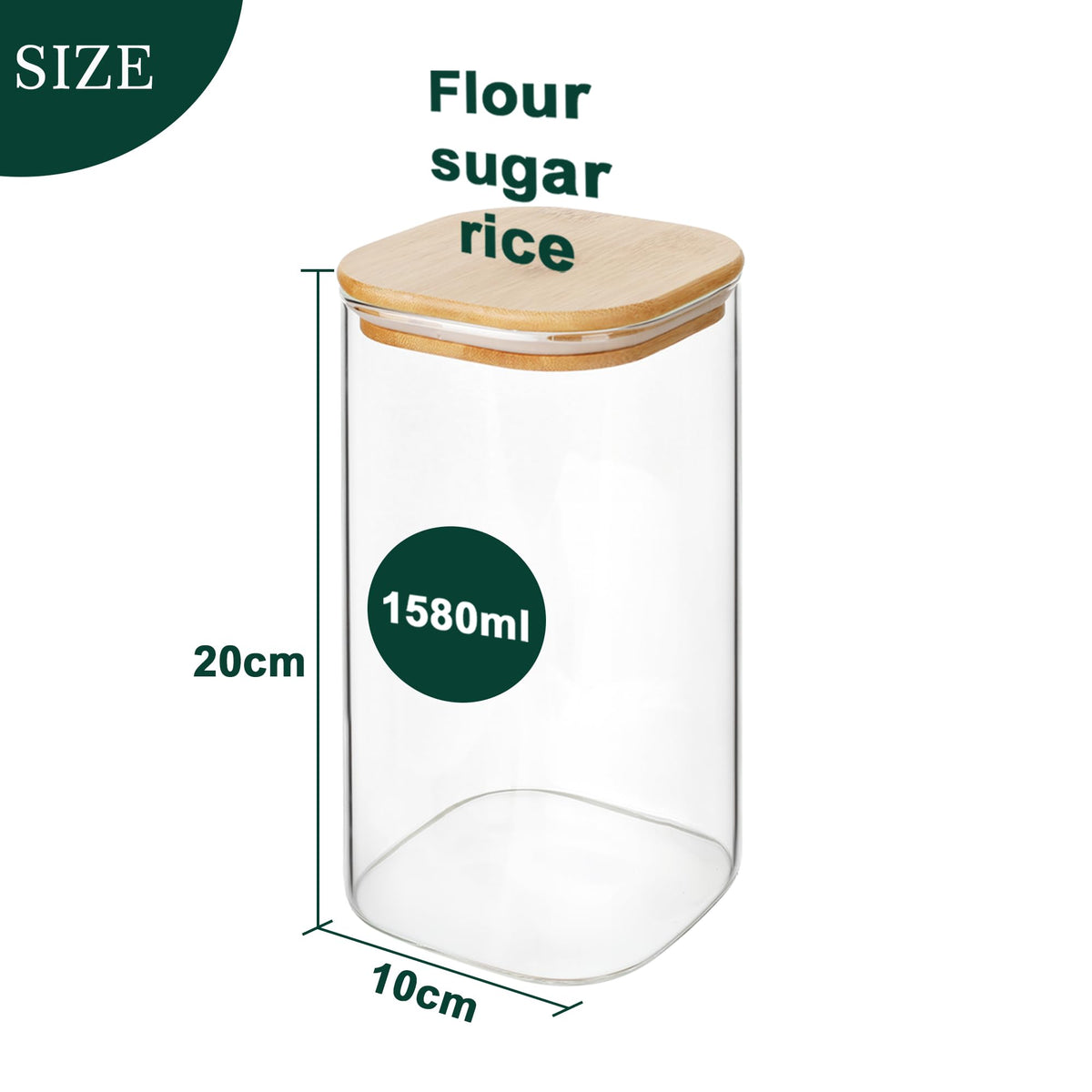 Kitchen Glass Jars Set with Bamboo Lids for Storage