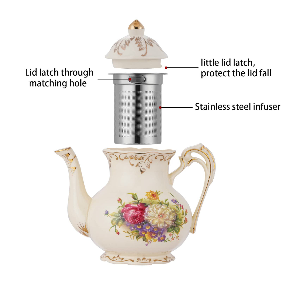 Small Flowering Shrubs Teapot with Infuser