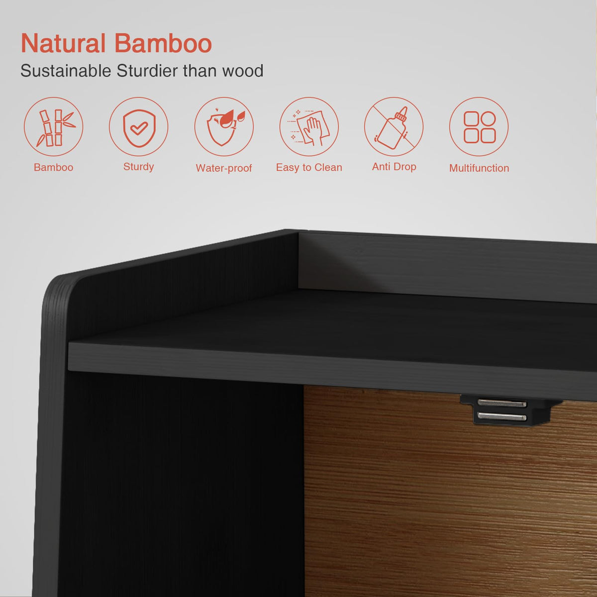 Black Bread Box for Kitchen Countertop
