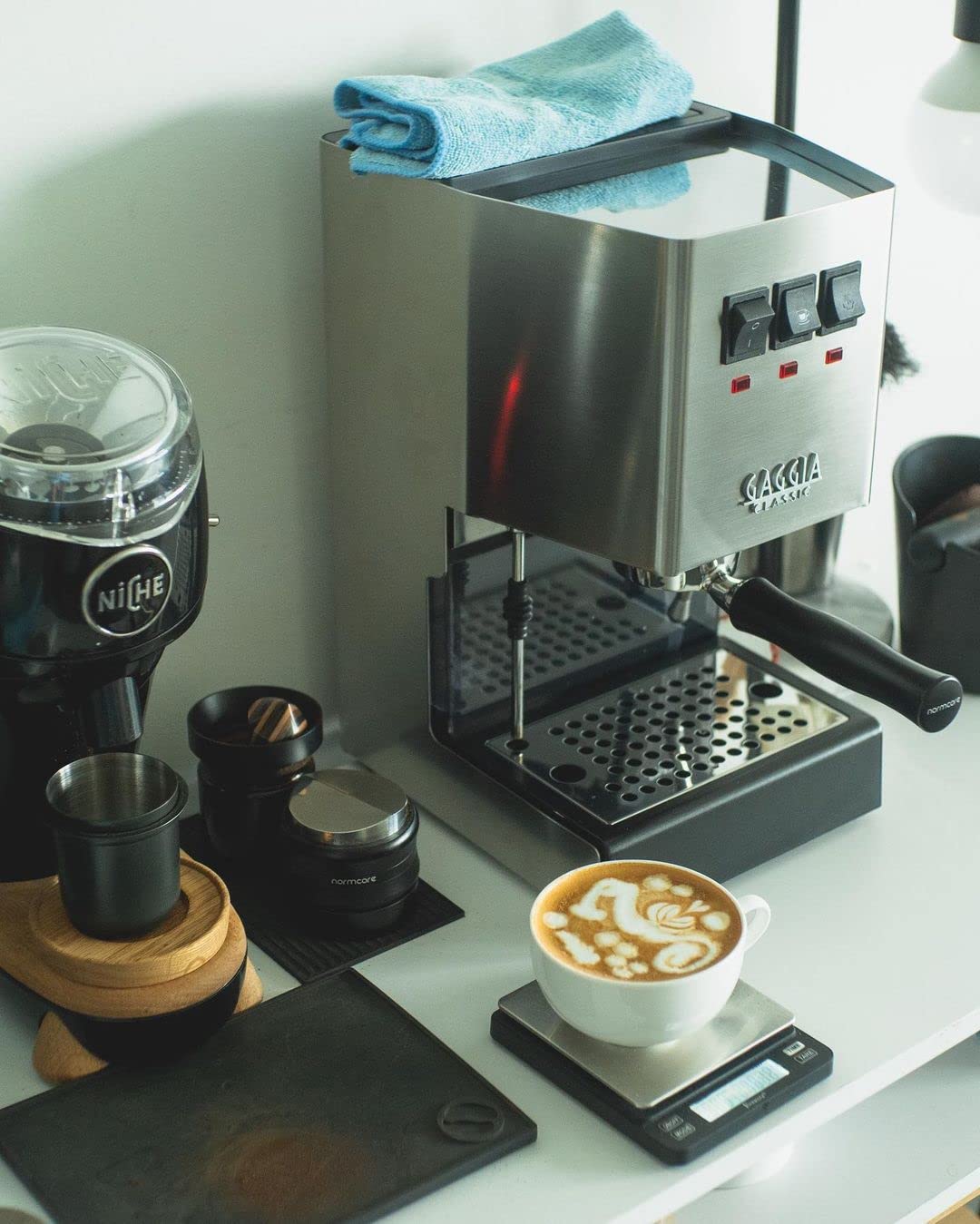 Bottomless Portafilter for Gaggia 58mm with Stainless Steel Head and Filter Basket and Ergonomically Designed Anodized Aluminum Handle