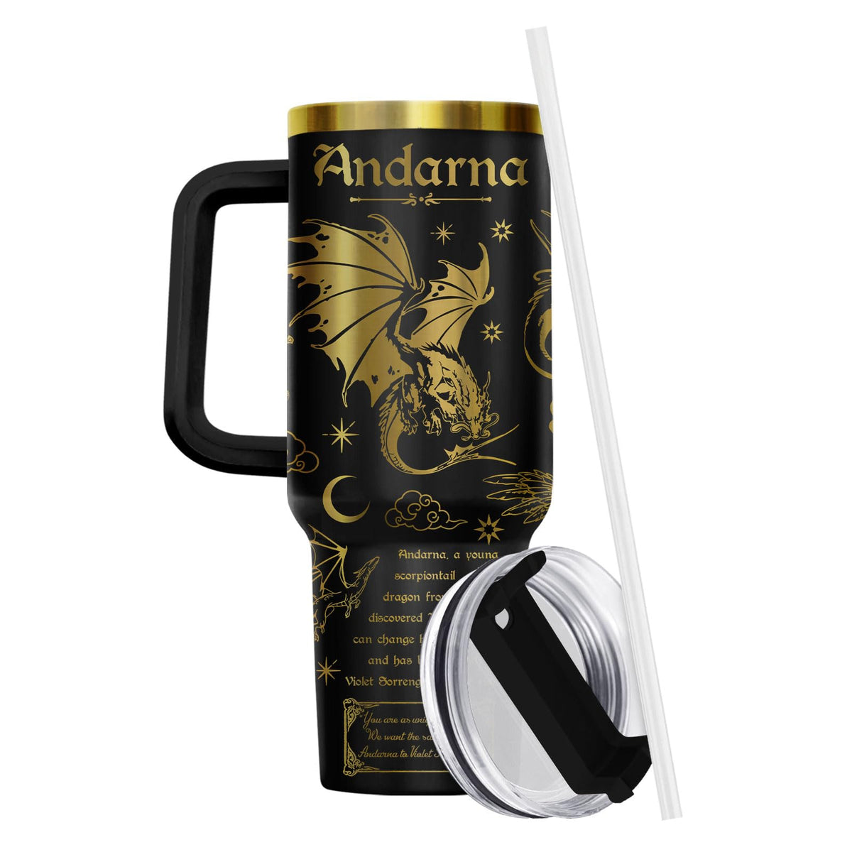 Fantasy Dragon Rider 40 oz Tumbler with Handle