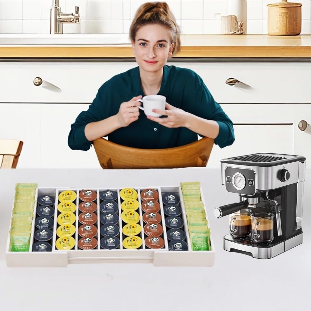 K Cup Holder Bamboo Coffee Pod Holder Drawer Organizer