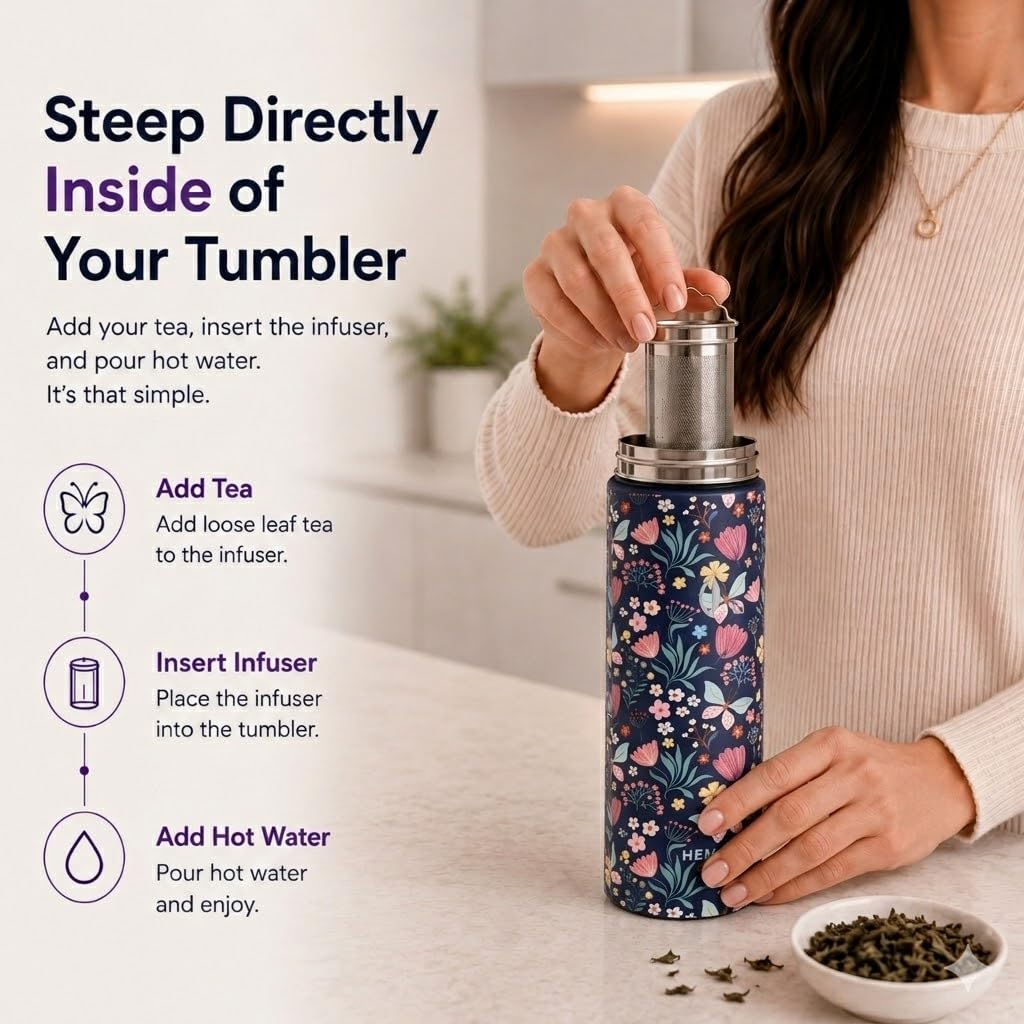 22 oz Ceramic Lined Tea Infuser Travel Tumbler