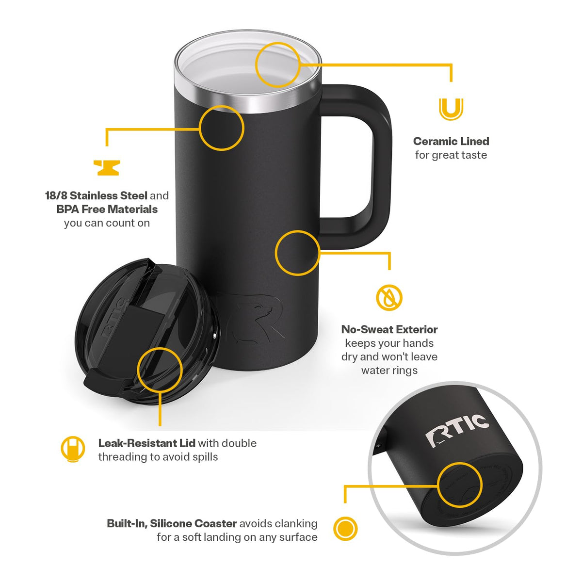 16oz Road Trip Travel Mug with Lid and Handle