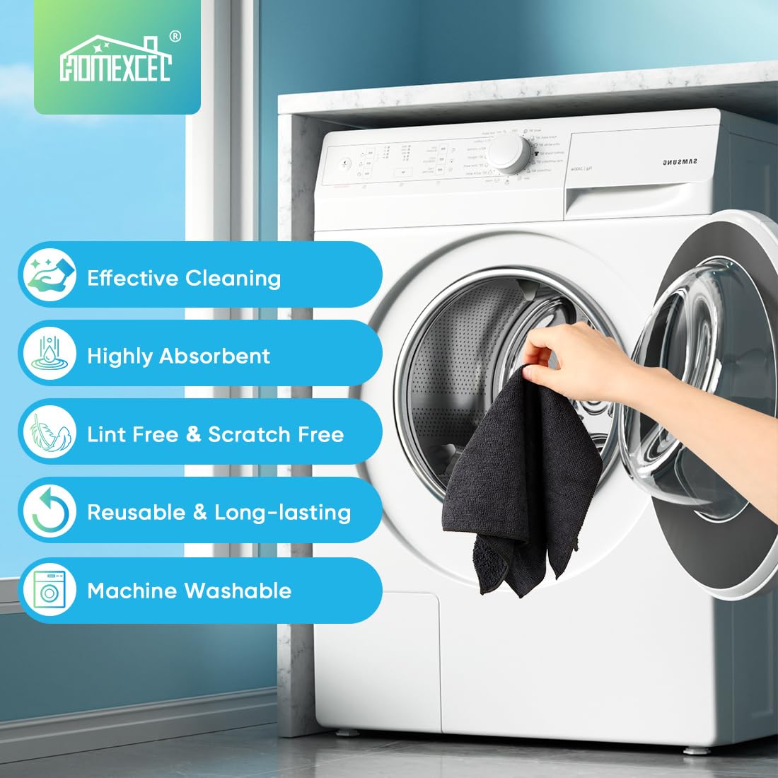 Black Microfiber Cleaning Cloth (12 Count)