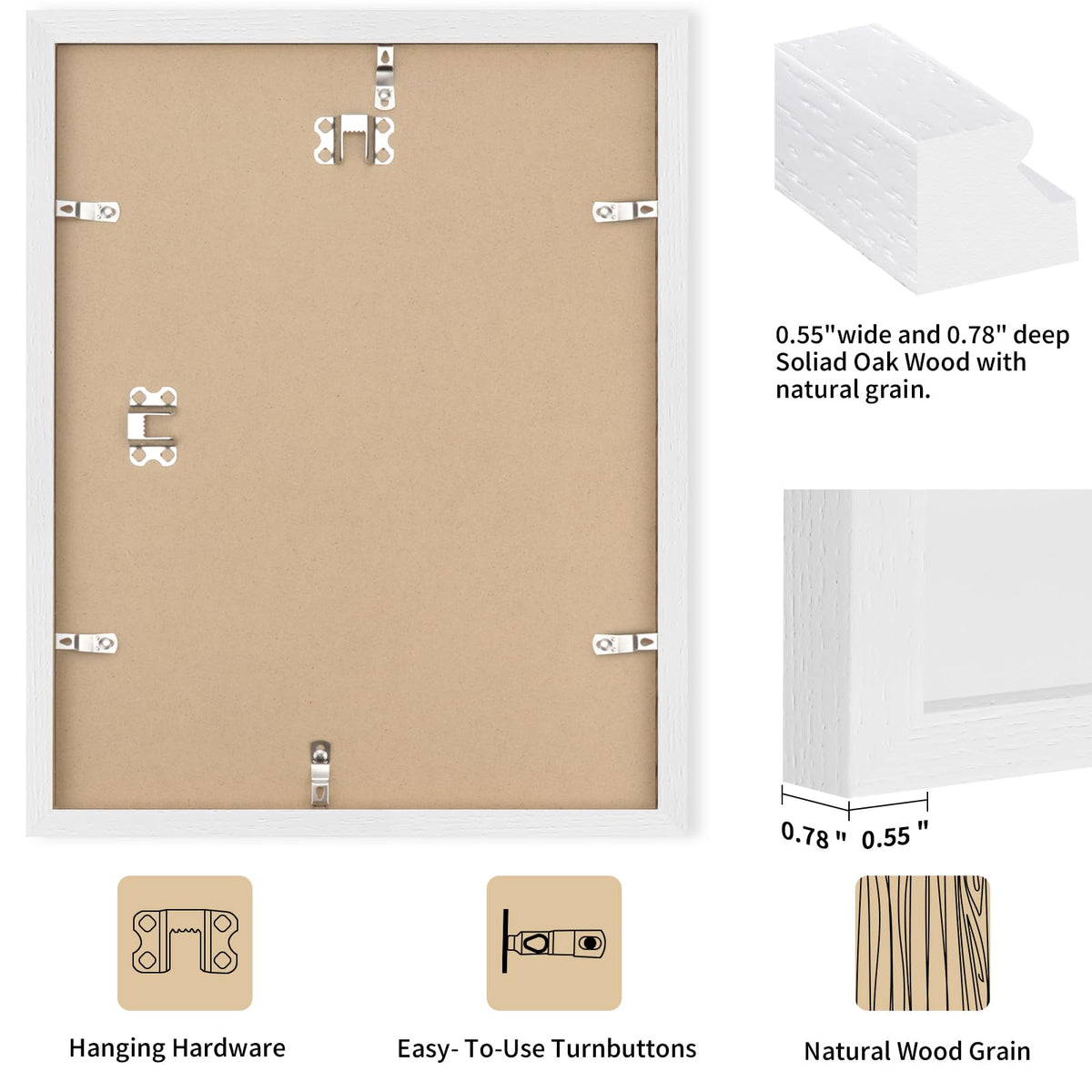 12x16 Solid Oak Wood Picture Frames (3 Count)