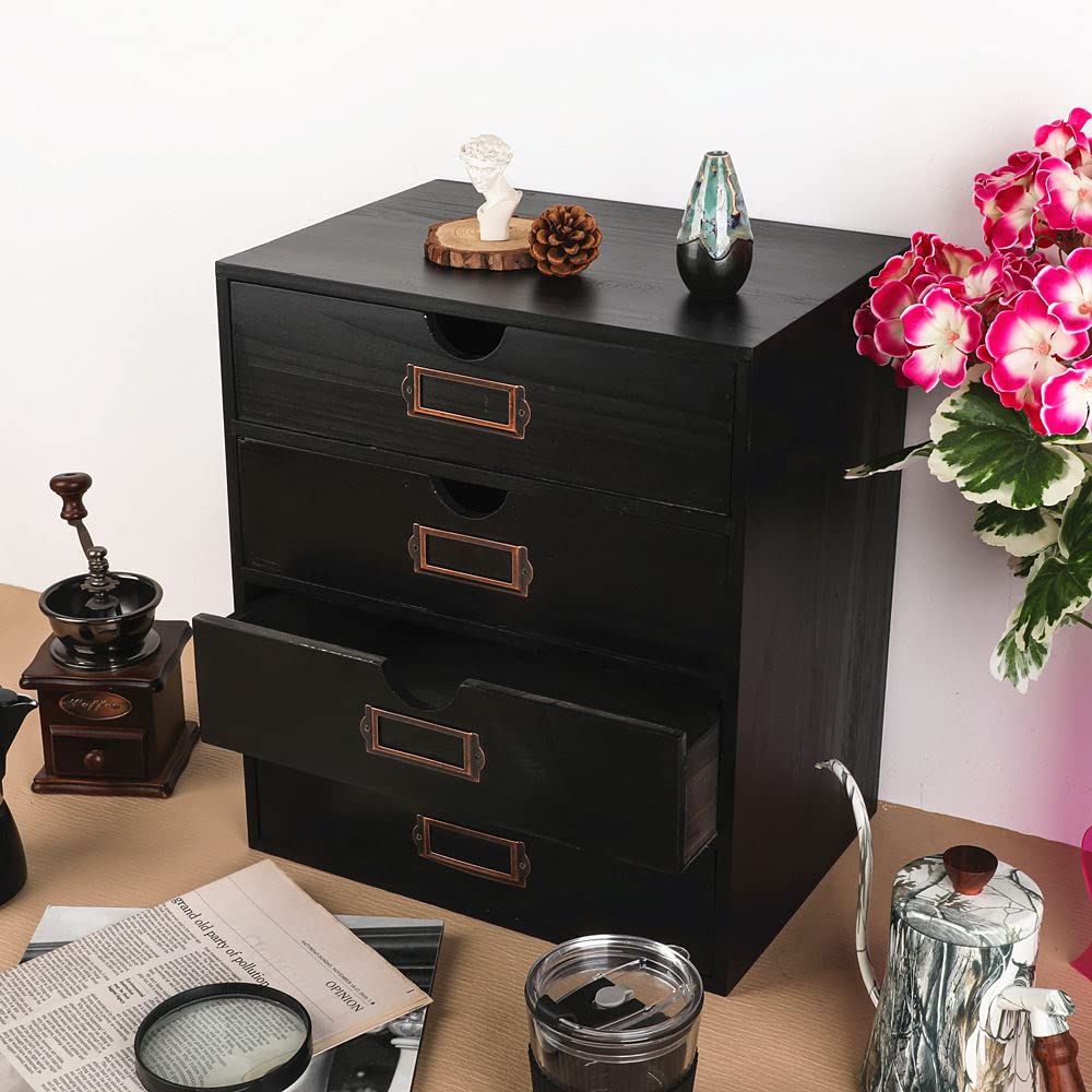 Large Wooden Drawers Wooden Box with Drawer Black