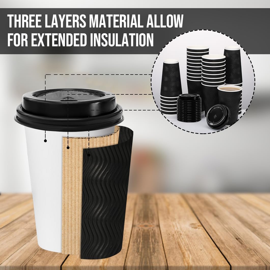 500 Pack 16 oz Coffee Cups with Lids Disposable To Go Paper Cups (500 Count)