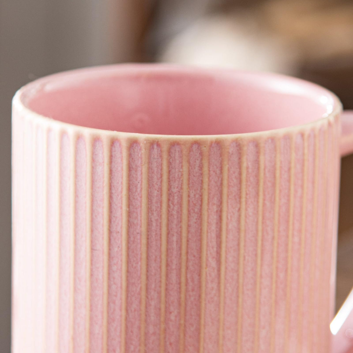 15.5oz 470ml Flambe Pink Ceramics Teacups with Infuser and Lid