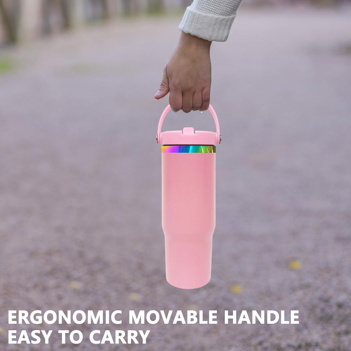 30 oz Tumbler Bulk with Top Handle and Flip Straw Pink