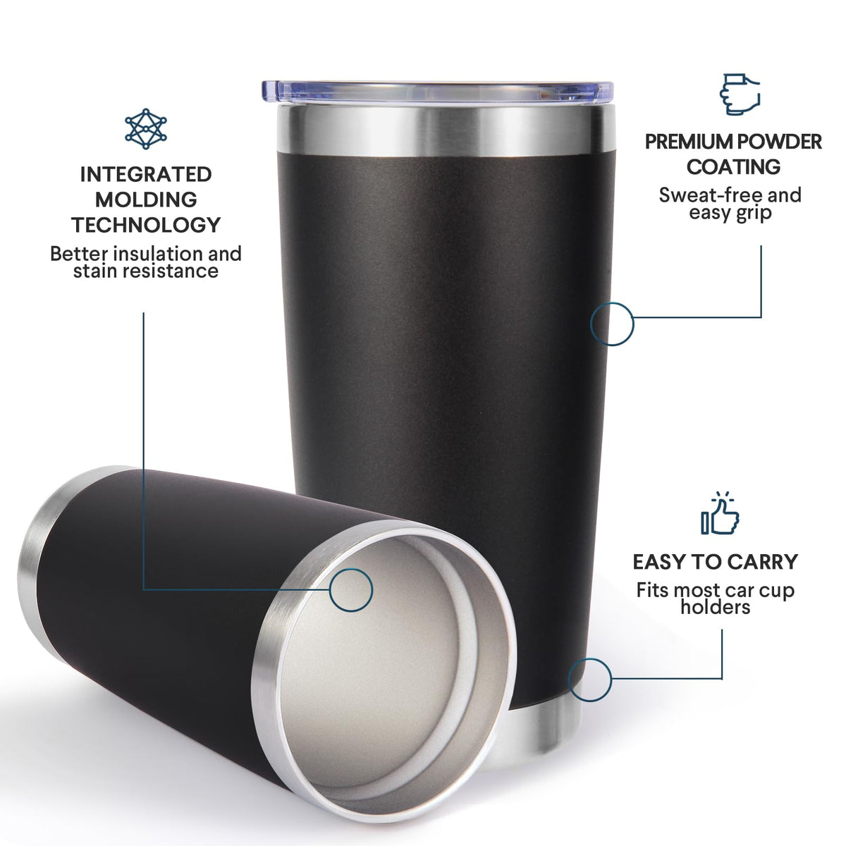 20oz Stainless Steel Tumbler with Lid and Straw Bulk 24 Pack (24 Count)