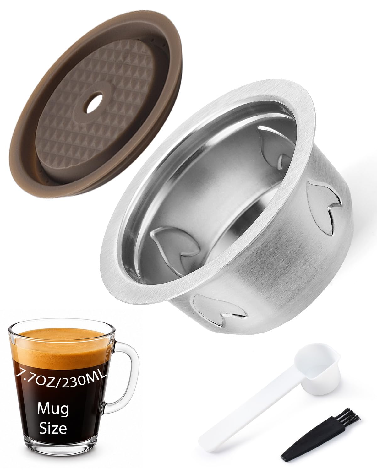 7.7oz（230ml）Mug size Refillable Coffee Capsule Compatible with Nespresso Vertuo Machines